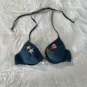 Y2k 2000s Denim Victoria’s Secret Beaded Bikini Top